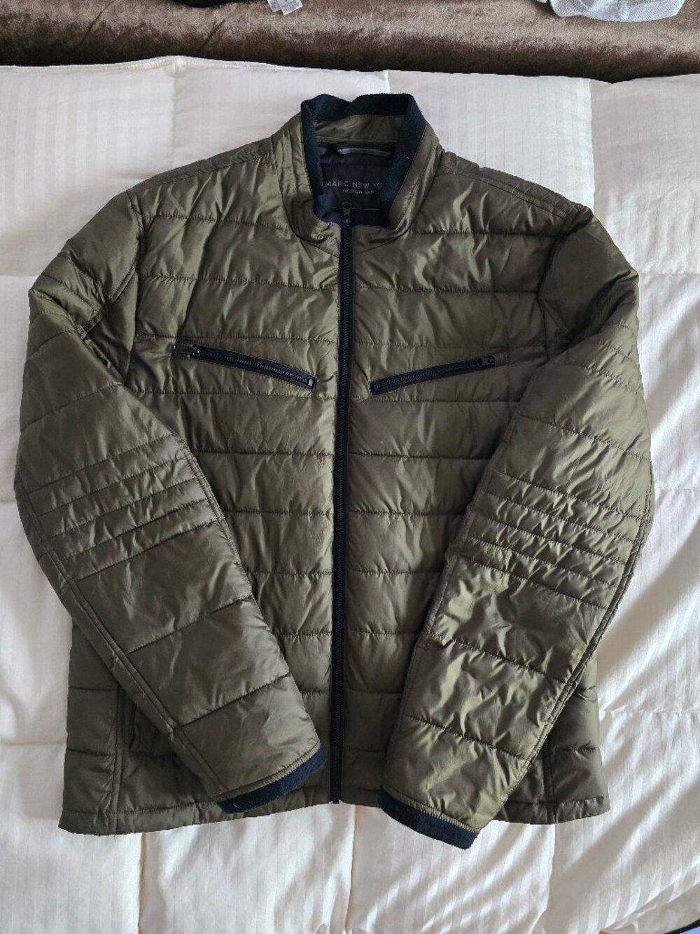 Marc New York by Andrew Marc Men's Lightweight Quilted Puffer Jacket Olive Large